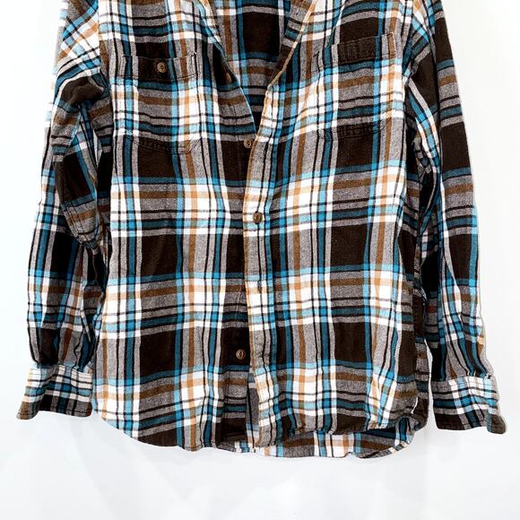 OLD NAVY Vintage Flannels Cotton Long Sleeves in Brown & Blue size S - Picture 4 of 8